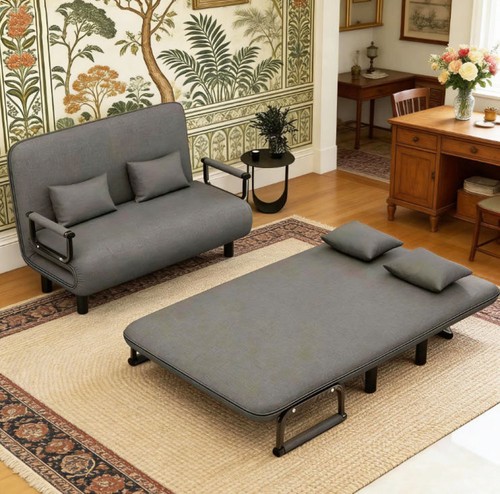 Double fabric sofa bed - fabric,