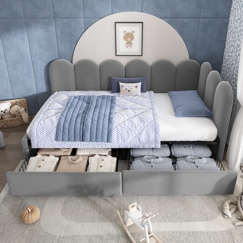Sofa bed grey velvet 3ft - bed,
