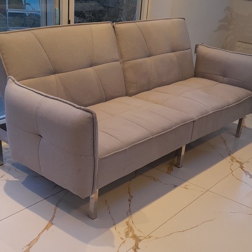 Grey fabric sofa bed - fabric,