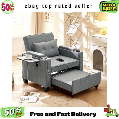 Grey single sofa bed - 3, in